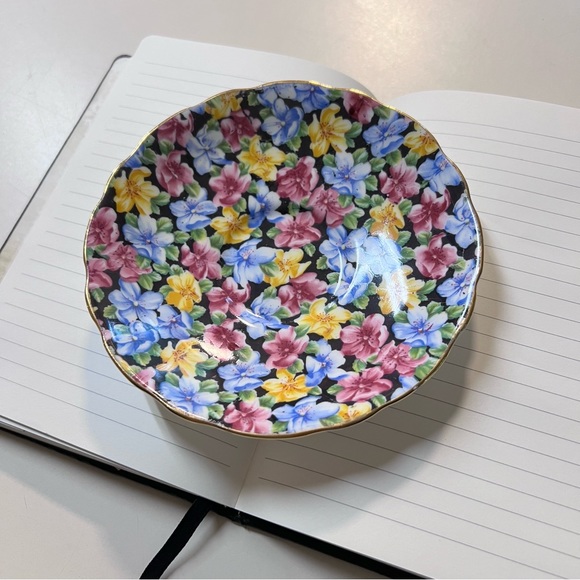 Vintage Radfords Bone China Multi Color Floral gold trim Print Saucer Dish - Picture 3 of 10